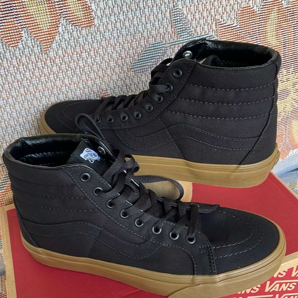 Vans Unisex Sk8-Mid Reissue Reflective Skate Shoe Canvas Gum Black/Light Gum - Picture 11 of 16